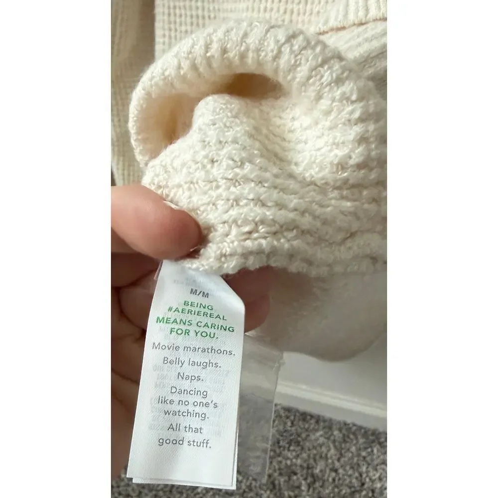 Aerie oversized waffle button up sweater women's size medium - Picture 6 of 6